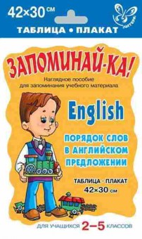 Книга Англ.яз. English Порядок слов в английском предложении Таблица-плакат 42*30, б-1754, Баград.рф